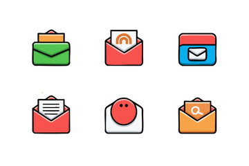Fototapete - Email marketing icons newsletter, inbox, search, message, notification - digital communication vector set vector icon 
