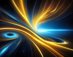 Fototapete - abstract blue and yellow light effect