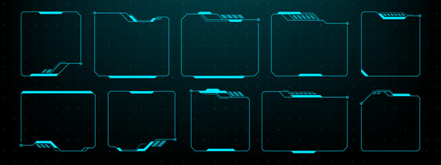 Aufkleber - Futuristic hud vector graphics, technology frames with digital elements. Sci fi virtual user interface template.