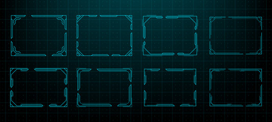 Aufkleber - Abstract hud interface frames and borders. Futuristic digital display elements set for sci fi application.