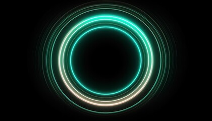 Fototapete - circle neon light effect on black background