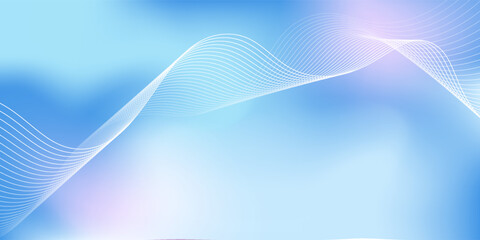 Poster - Abstract blue gradient background with shining lines waves. Minimalist background for banner, poster, cover, brochure, flyer, website