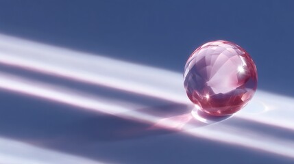Aufkleber - A stunning pink crystal sphere resting on a smooth surface creates a beautiful reflection. This image showcases elegance and simplicity in modern photography. Captivating beauty. AI
