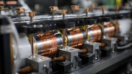 Poster - Close up of meticulously arranged copper coils and thermal insulation within a gradient freeze apparatus, highlighting precision engineering in scientific equipment