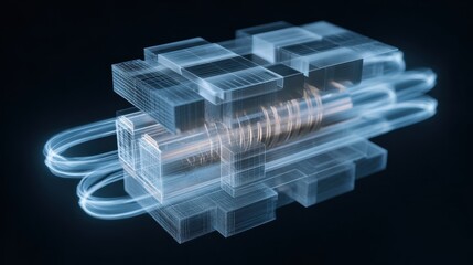 Aufkleber - Intricate cryopackaging structure highlighting quantum chip interfaces and superconducting material interactions within advanced quantum technology research