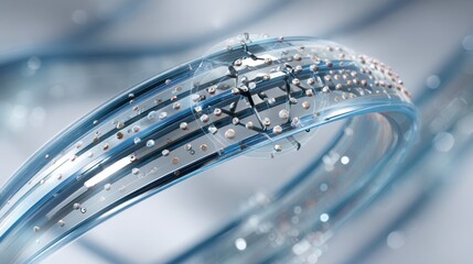 Aufkleber - Glassy reconfigurable antenna demonstrating innovative magnetorheological fluid connectivity, rotating against light gray background and revealing complex welded droplet interconnections