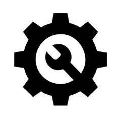 Poster - Gear wrench icon vector illustration for engineering maintenance and mechanical repair service design concept