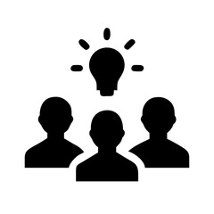 Poster - Teamwork brainstorming idea generation collaboration innovation solution lightbulb icon vector graphic design