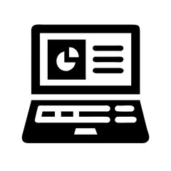 Poster - Laptop computer with data chart and report icon for business analytics and presentation design element use