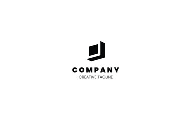 Poster - 3D monochrome logo design template with letter D in isometric bottom left view