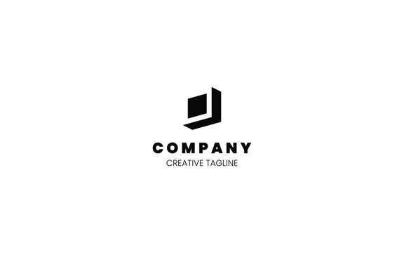 3D monochrome logo design template with letter D in isometric bottom left view