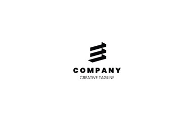 Poster - 3D monochrome logo design template with letter E in isometric bottom left view