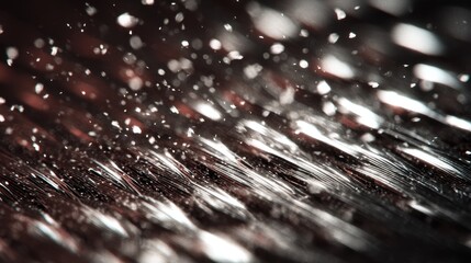 Poster - Water streams down a textured, metallic surface, designed for hypersonic flight, its microstructural patterns reflecting light and enhancing aerodynamic properties