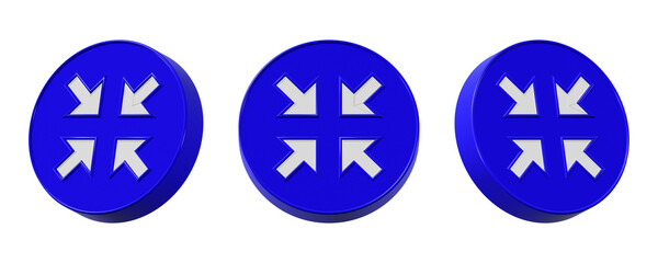 Poster - 3d exit fullscreen icon with blue rounded edges isolated on transparent background