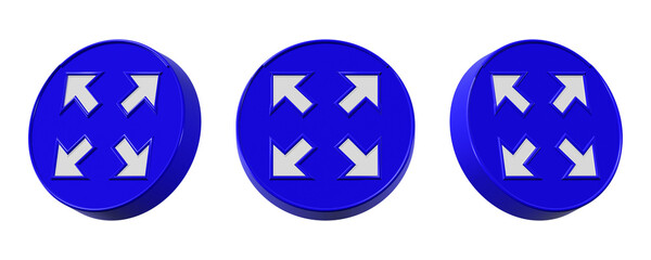 Poster - 3d fullscreen icon with blue rounded edges isolated on transparent background