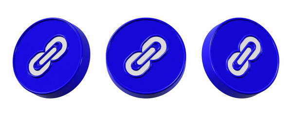 Poster - 3d link chainlink icon with blue rounded edges isolated on transparent background