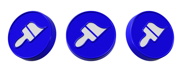 Poster - 3d paint brush appearance icon with blue rounded edges isolated on transparent background