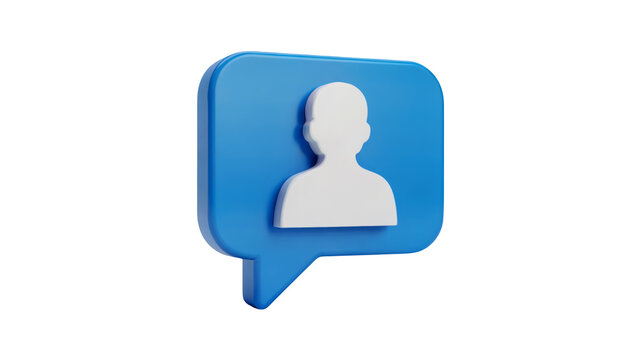 Modern 3D icon symbolizes user profile and communication in digital space
