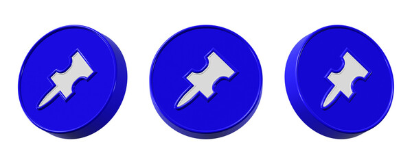 Poster - 3d pin pointer icon with blue rounded edges isolated on transparent background