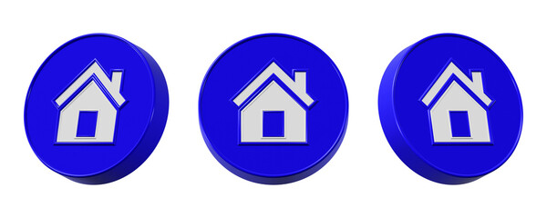 Poster - 3d home icon with blue rounded edges isolated on transparent background