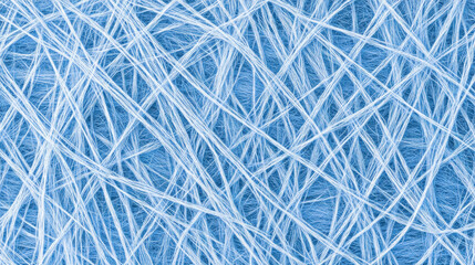 Poster - Abstract blue and white fractal-like lines creating a tangled web pattern. Digital art representing connection or complexity.