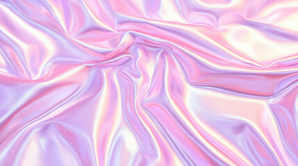 Poster - Holographic pink and purple fabric with smooth folds. Abstract iridescent texture for background, fashion and cosmetic concept.