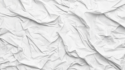 Poster - White crumpled fabric, abstract top view. Wrinkled textile background texture, soft mattress sheet for bed. Empty messy material.