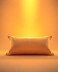Poster - Elegant minimalist composition of an isolated orange pillow on a matching backdrop