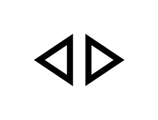 Fototapete - Two outlined triangles pointing inwards towards each other on a white background.