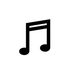 Fototapete - A single musical note, an eighth note, depicted in black against a plain white background.