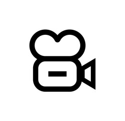 Fototapete - A simple, bold, black and white icon of a vintage film camera, facing right.