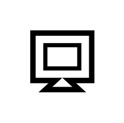 Aufkleber - Simple black and white icon depicting a computer monitor with stand.