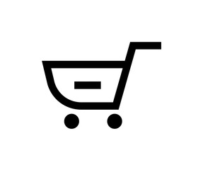 Fototapete - Simple black and white illustration of a shopping cart with a minus sign.