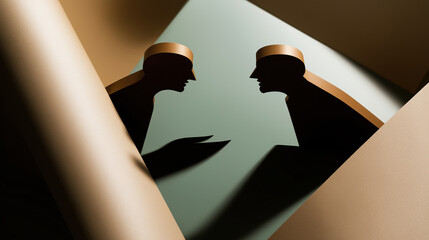 Poster - Unique silhouettes interacting with light and shadow in an artistic display
