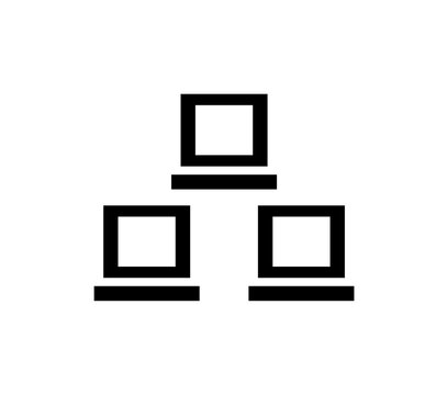 Three black computer icons stacked in a hierarchical arrangement, symbolizing a network or connection.