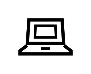 Aufkleber - Simple black and white line drawing depicting a laptop computer.