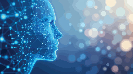 Poster - Digital representation of human mind and artificial intelligence with a neural network.
