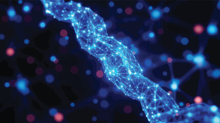 Poster - Futuristic blockchain technology connection with digital network abstract design.