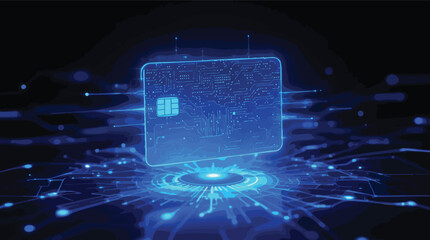 Poster - Futuristic digital credit card representing secure financial transactions and technology concepts.