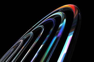 Poster - Abstract Curved Lines Reflecting Rainbow Colors in Darkness A Visually Stunning Display of Light and Form Captivating Artistic Composition Striking Blend of Color and Shadow