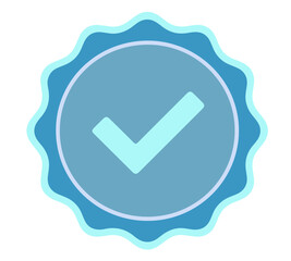 Fototapete - A blue circle with a white checkmark inside a light blue starburst shape.Collection of stylized Polish flags waving in various positions. Verifed Icon For Social Media