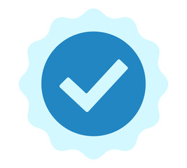 Fototapete - A blue circle with a white checkmark inside a light blue starburst shape.Collection of stylized Polish flags waving in various positions. Verifed Icon For Social Media