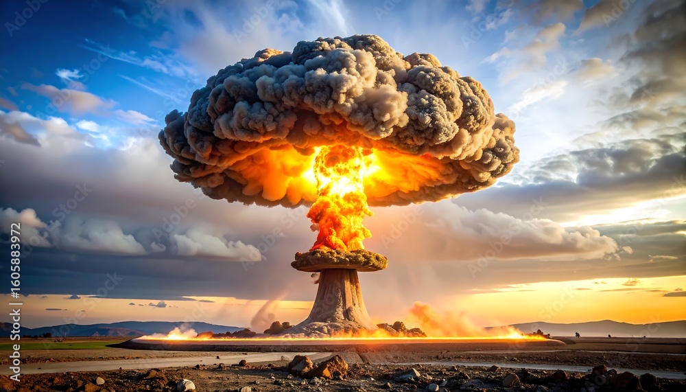 Spectacular atomic explosion under dramatic sky, a devastating force ...