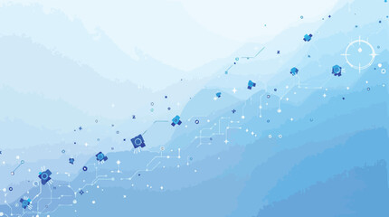 Poster - Abstract digital connection and technology illustration featuring a blue background and circuitry.