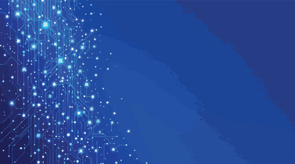 Poster - Digital circuit board design displaying glowing connected lines and blue backgrounds.