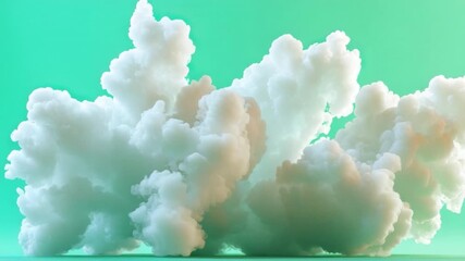 Poster - Soft White Clouds with Turquoise Background Creating a Dreamy Abstract Atmosphere for Artistic Themes and Designs