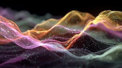 Fototapete - Abstract Colorful Waveforms: Digital Art