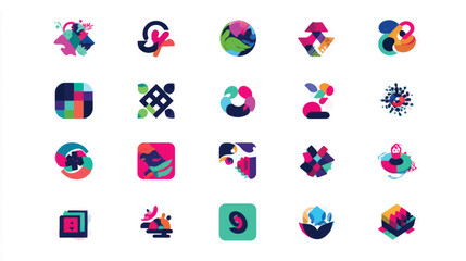 A vibrant set of colorful vector numbers and symbols is illustrated as a web design element for business