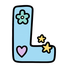 Poster - PNG Playful letter L illustration