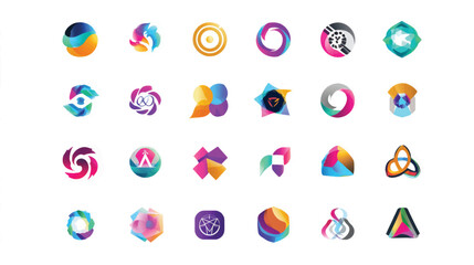 Vector collection of glossy, colorful number buttons for web design